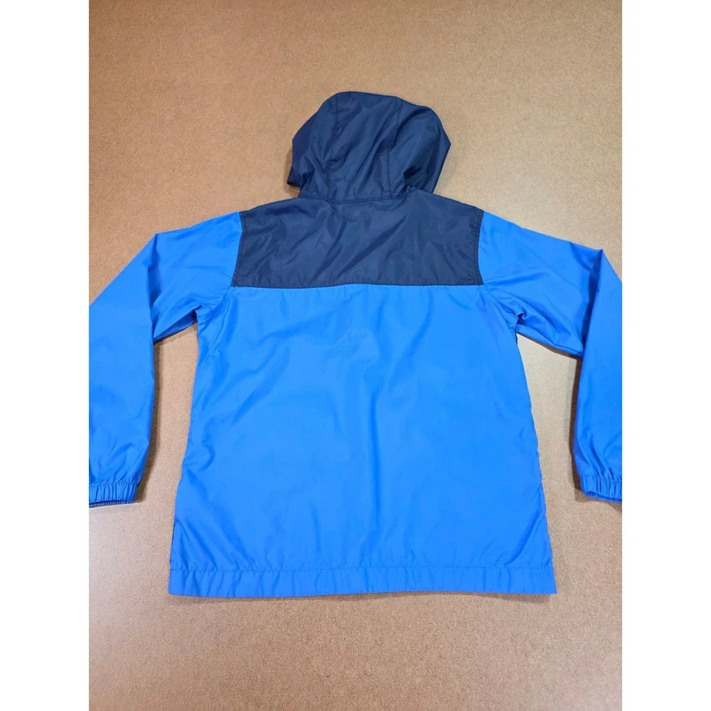Columbia Kids Blue Colorblock Hooded Windbreaker Jacket Full Zip Size S 8